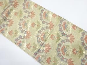 アンティーク　草花模様織出し袋帯（着用可）